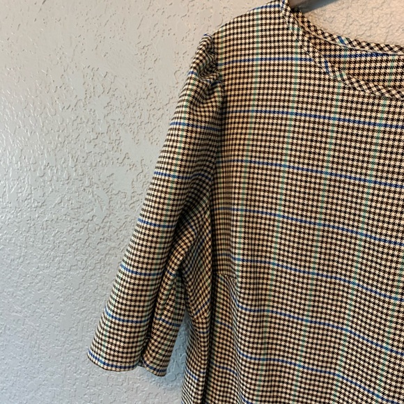 TACERA Shift Dress Plaid Puff Sleeve 1x - Picture 5 of 12